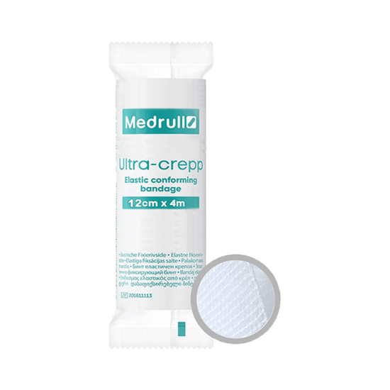 Бинт медичний еластично фiксуючий Medrull Ultra-crepp, розмiр 4 м x 12 см
